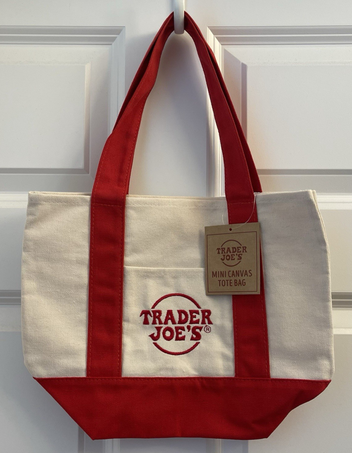 Trader Joe’s RED Mini Canvas Tote Lunch Bag NWT RED w/STICKERS