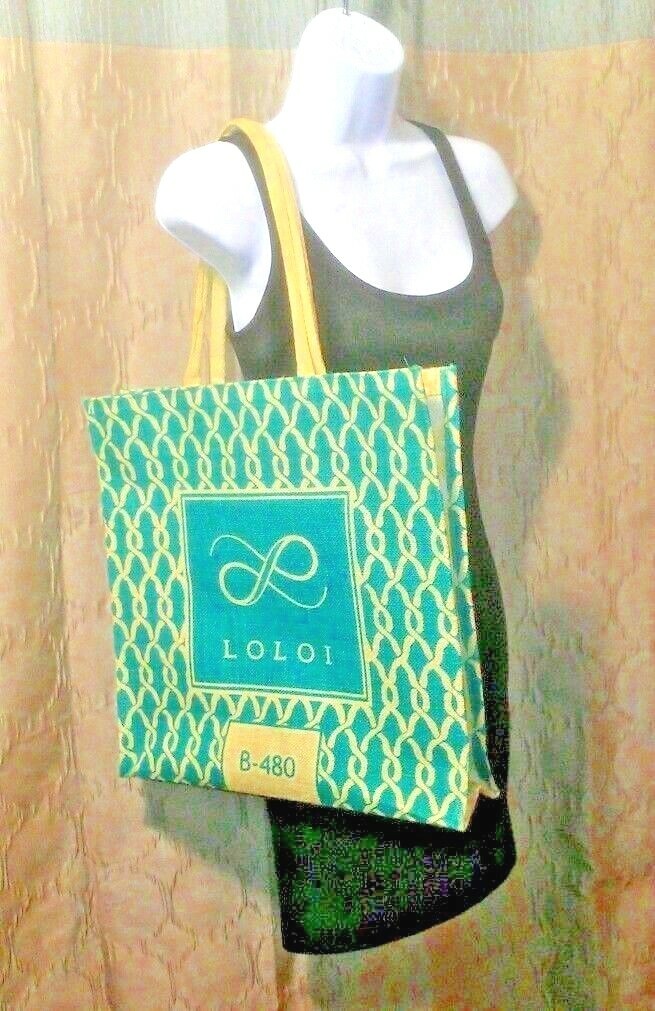 LOLOI Jute Burlap Eco Shopping Tote Beach Bag Wipe Clean Long Soft Straps