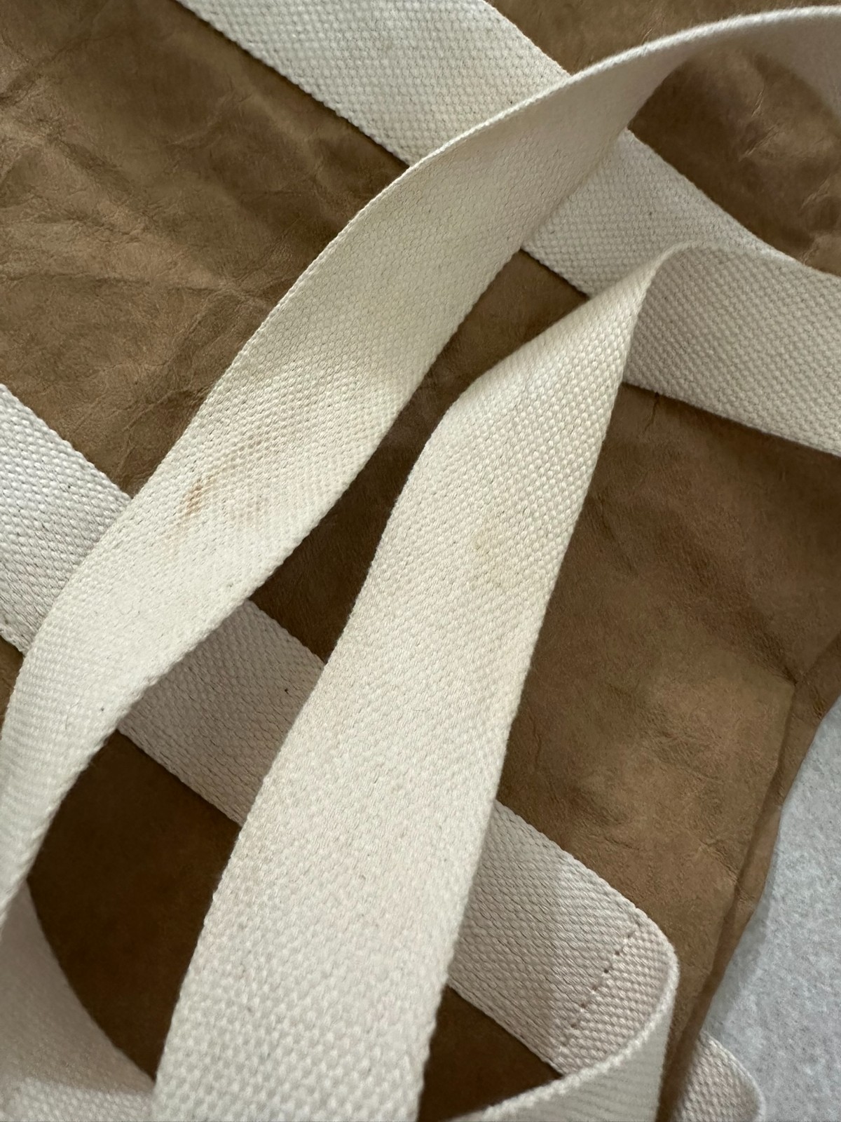 Trader Joe’s Reusable Washable Paper Tote Shopping Bag Large IVORY Strap Retired
