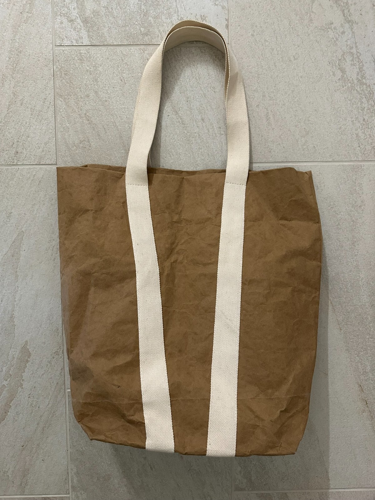 Trader Joe’s Reusable Washable Paper Tote Shopping Bag Large IVORY Strap Retired