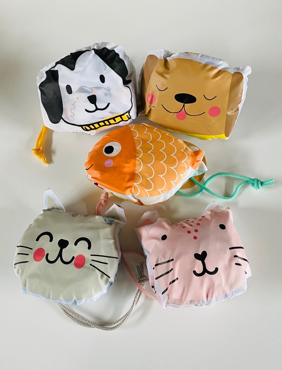 DOG CAT OR FISH DESIGN REUSABLE TOTE 3pk GROCERY SHOPPING BAG ECOFRIENDLY