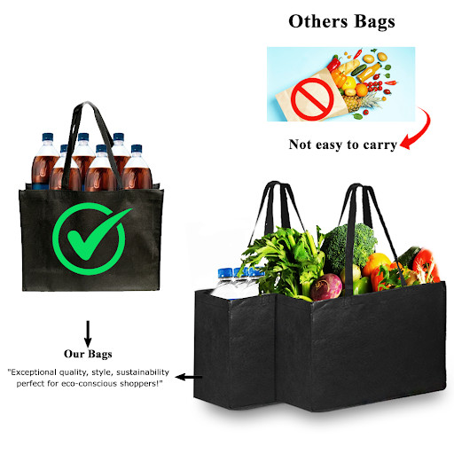 10 Black Shopping Tote Bags Eco Friendly Reusable Recyclable Gift Promo Tote Bag