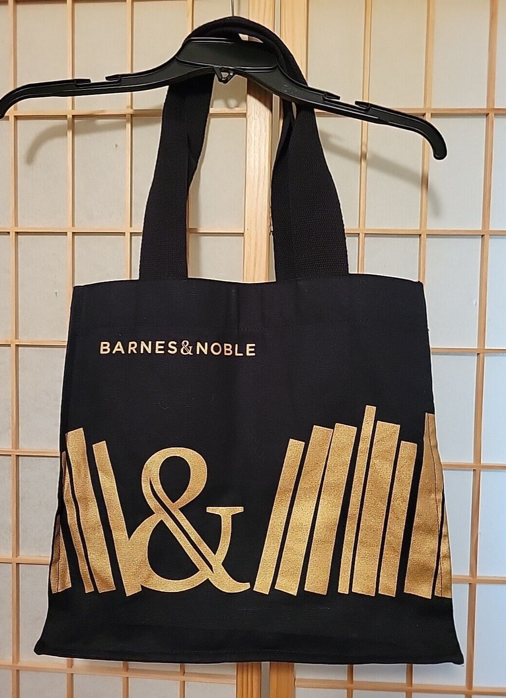 BARNES & NOBLE Black and Gold Cotton Tote Bag