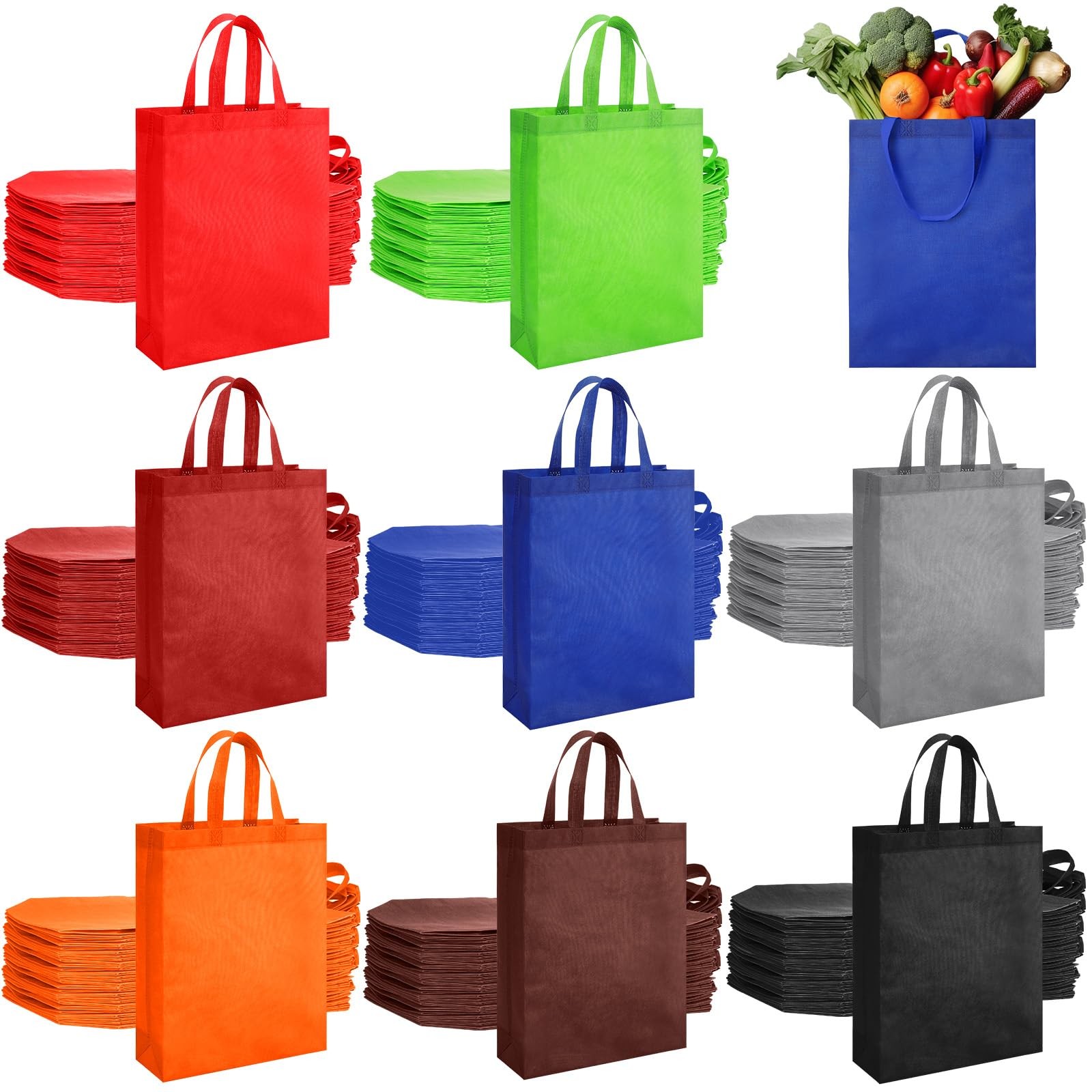 80 Pcs Non Woven Tote Bags Bulk Large Reusable Gift Bag Foldable Grocery Bags