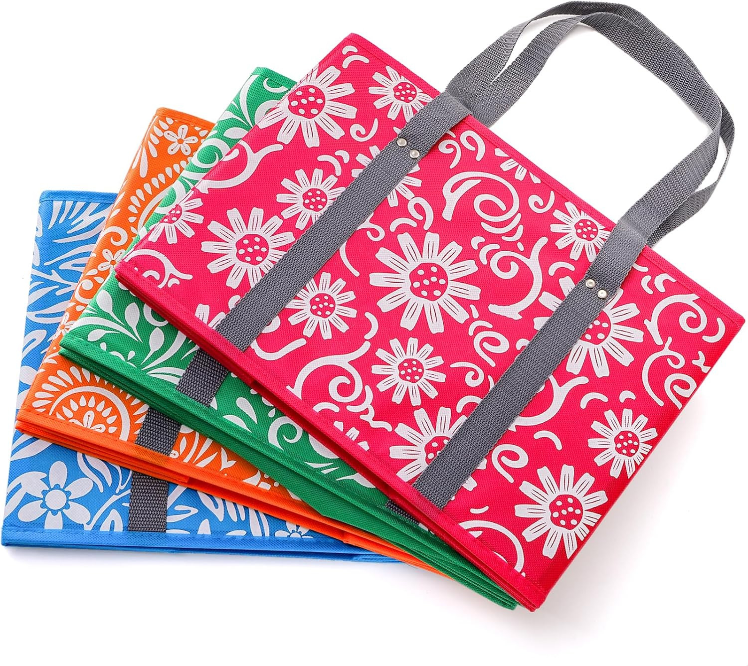 4 Pack Reusable Grocery Bags, Collapsible Large Storage Box Bag with Reinforced