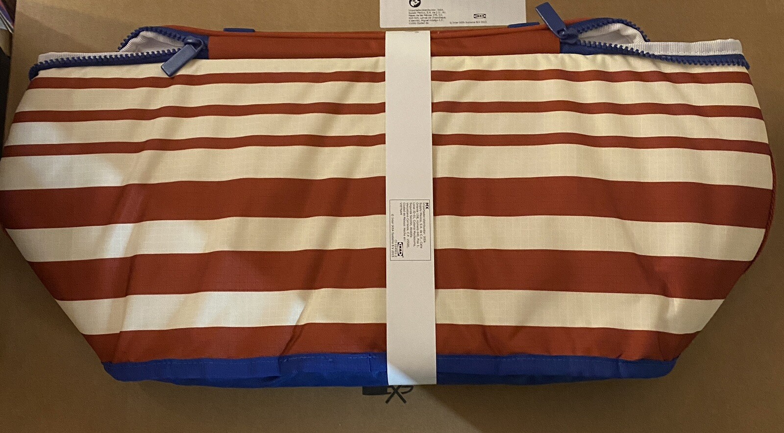 IKEA SOMMARFLÄDER Cooler Bag Stripe Red/ Light Beige 15x 10 ¼x 8 ¾” 605.223.13