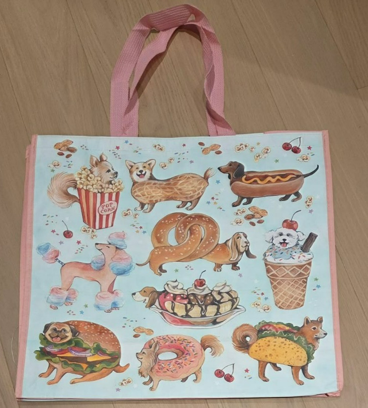 NWT TJ MAXX – If Dog’s Were Our Fave Food – Large Reusable Shopping Tote Eco Bag