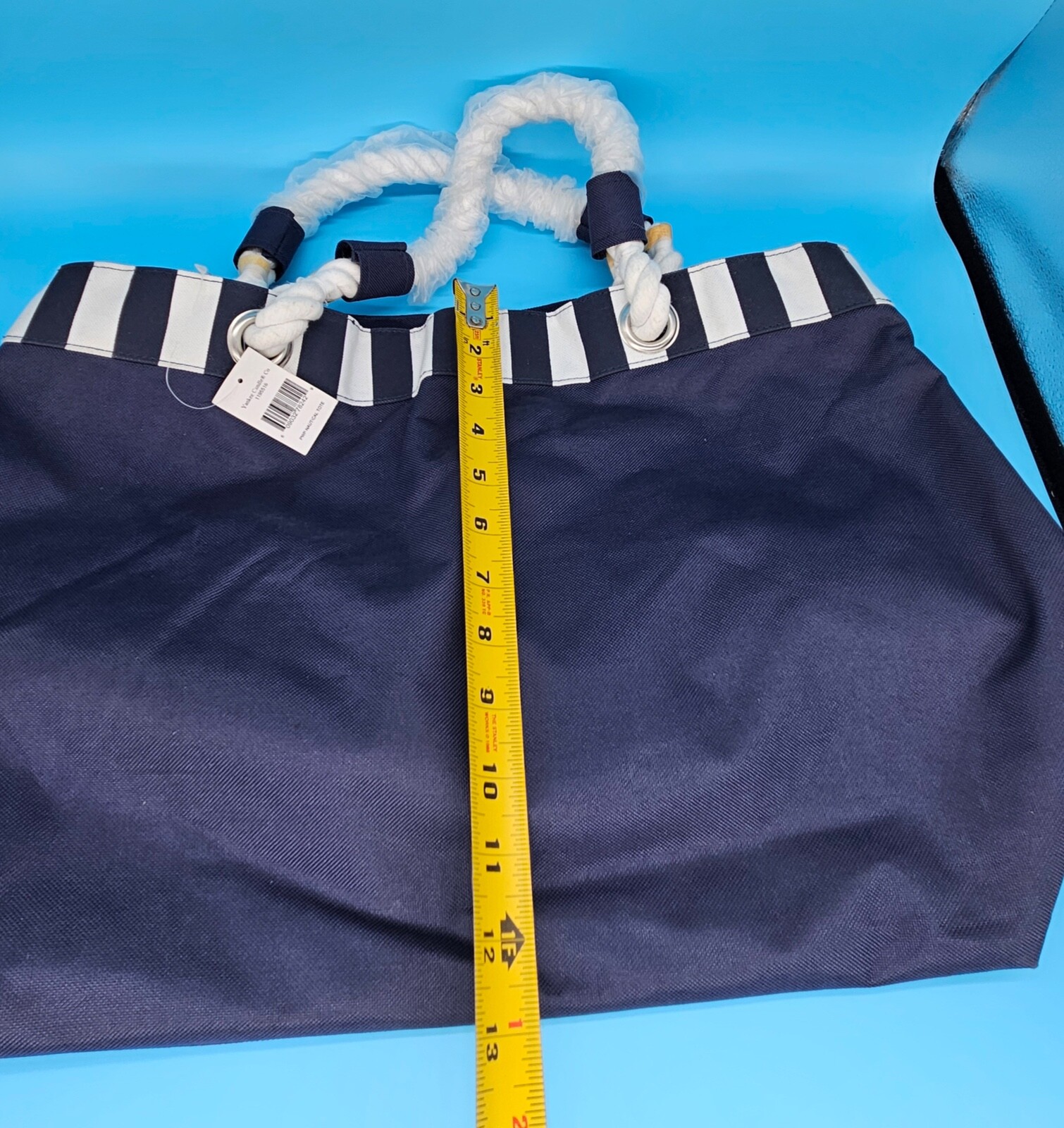 YANKEE CANDLE Navy Blue Tote Bag Nautical Ltd Edition Rope Handles Beach New