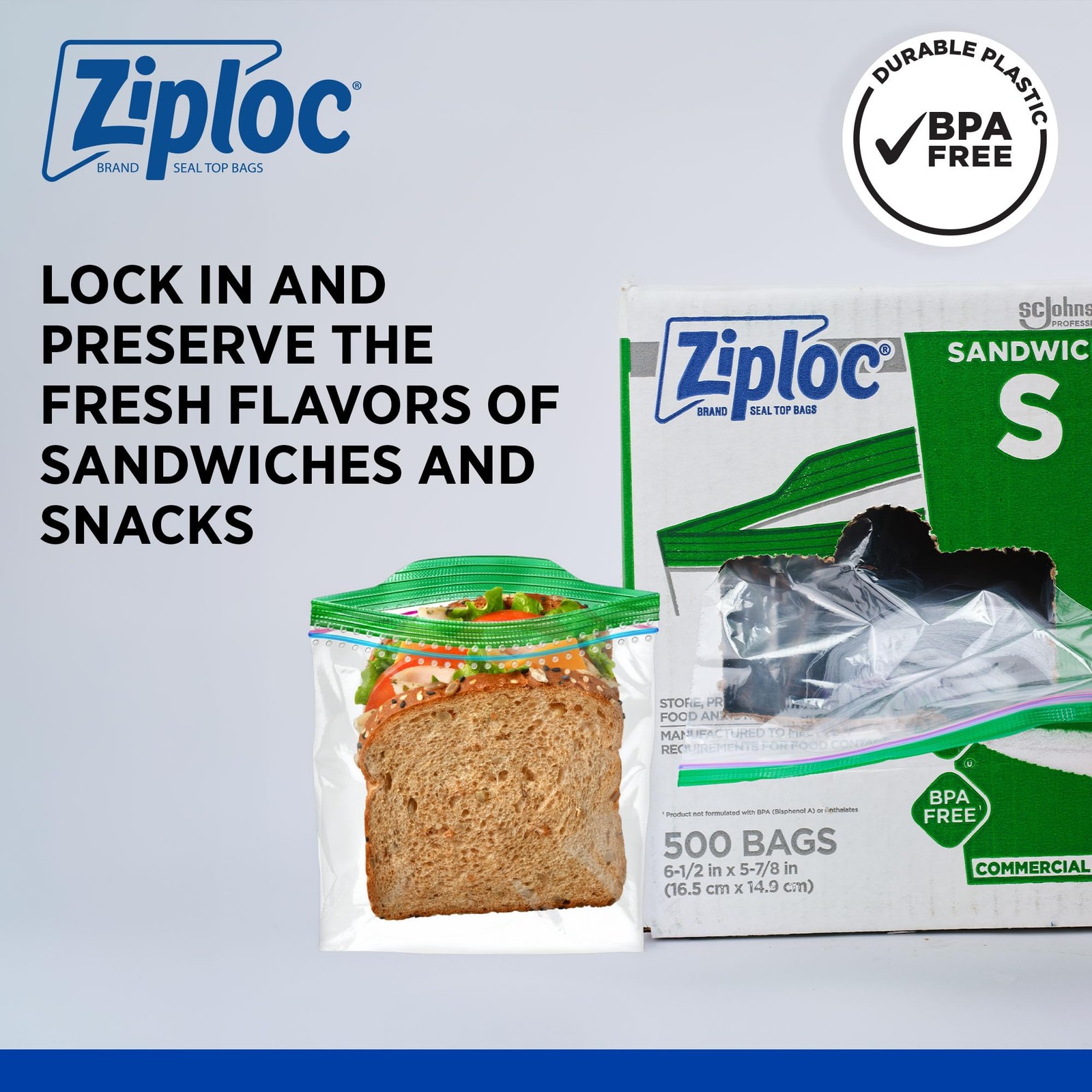 SC Johnson Professional Ziploc Brand Sandwich 500 Count (Pack of 1), Clear