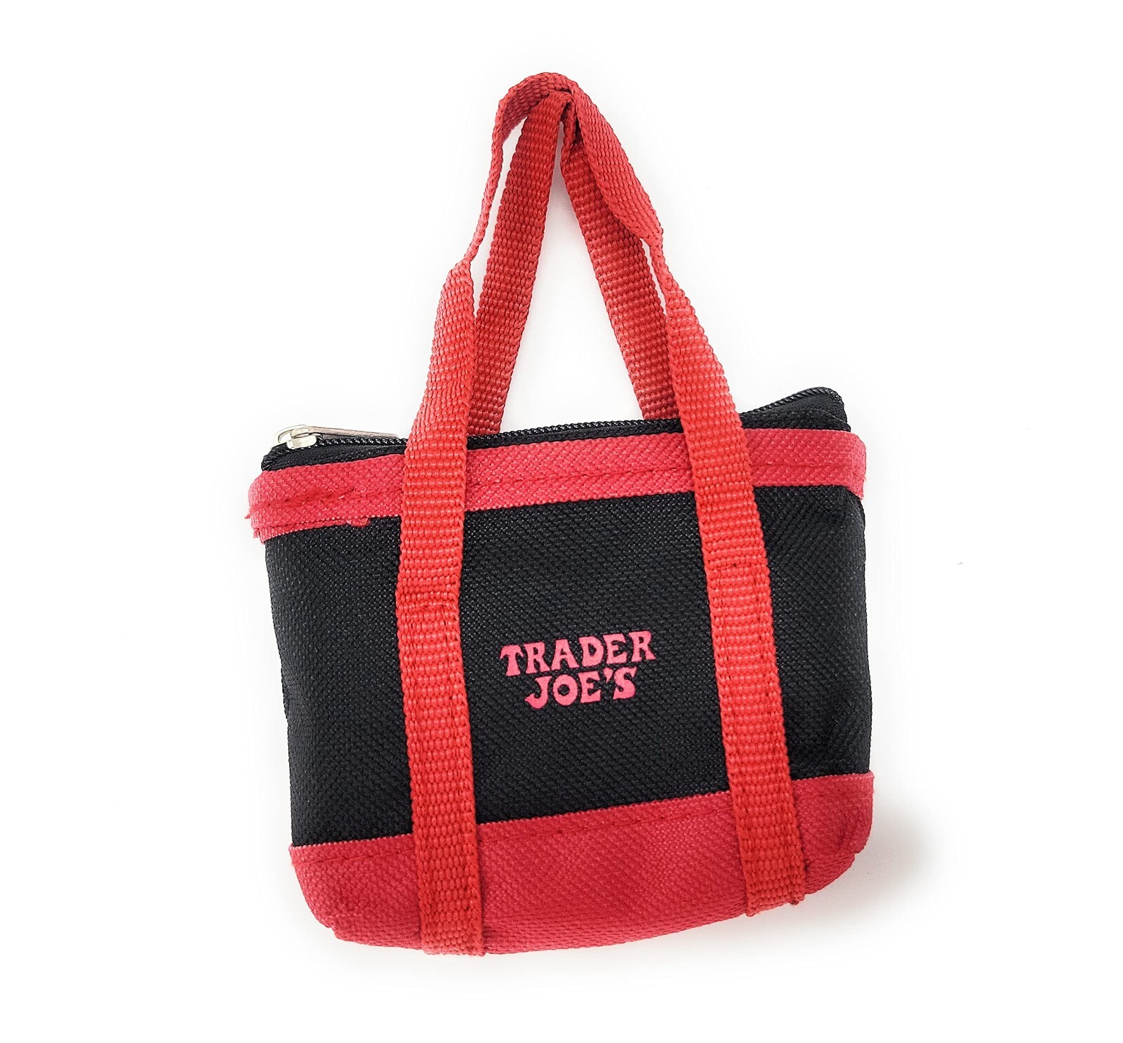 New Trader Joe’s Red Black Mini Micro Tote Folded 2 in 1 Reusable Shopping Bag