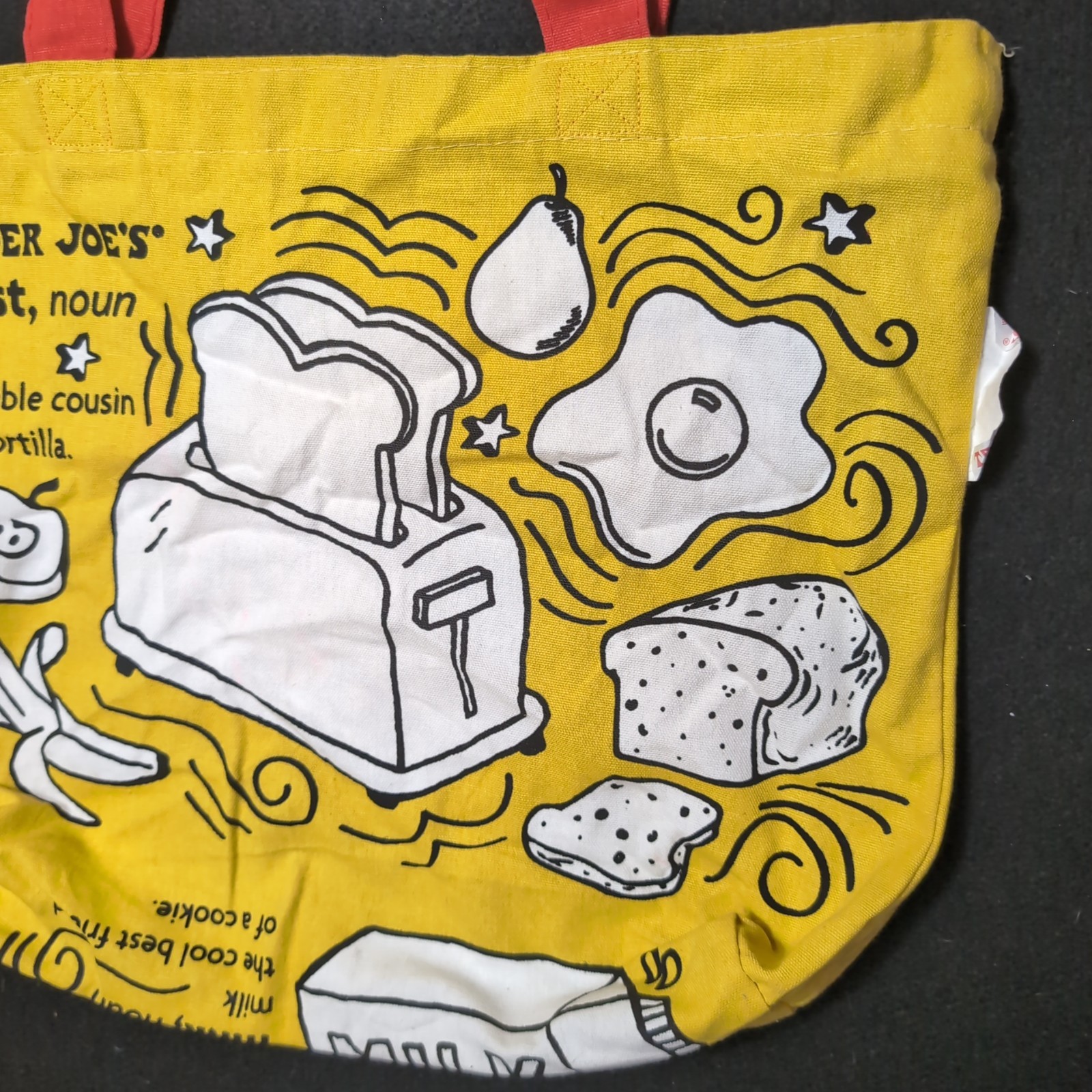 Trader Joes Reusable Canvas Shopping Tote Bag Breakfast Waffles Coffee Toast USA