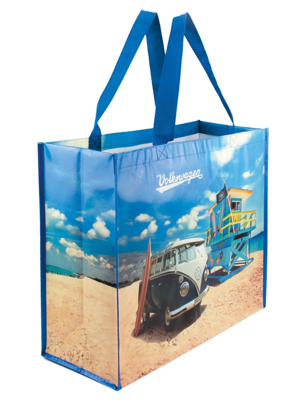 VW Collection – Volkswagen Reusable Shopping Grocery Bag with T1 Bus Motif (B…