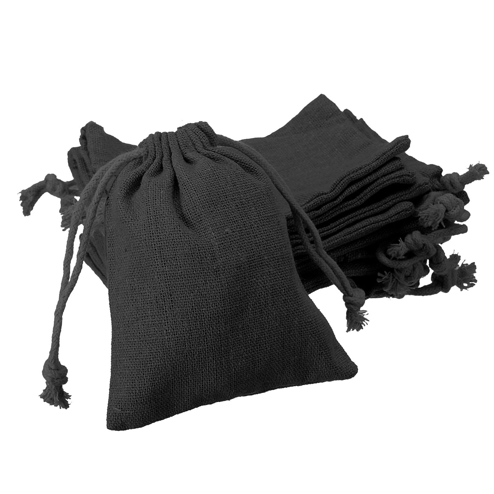 6pcs Cotton Storage Bags 6.7″ x 9.1″ Canvas Drawstring Bag, Black