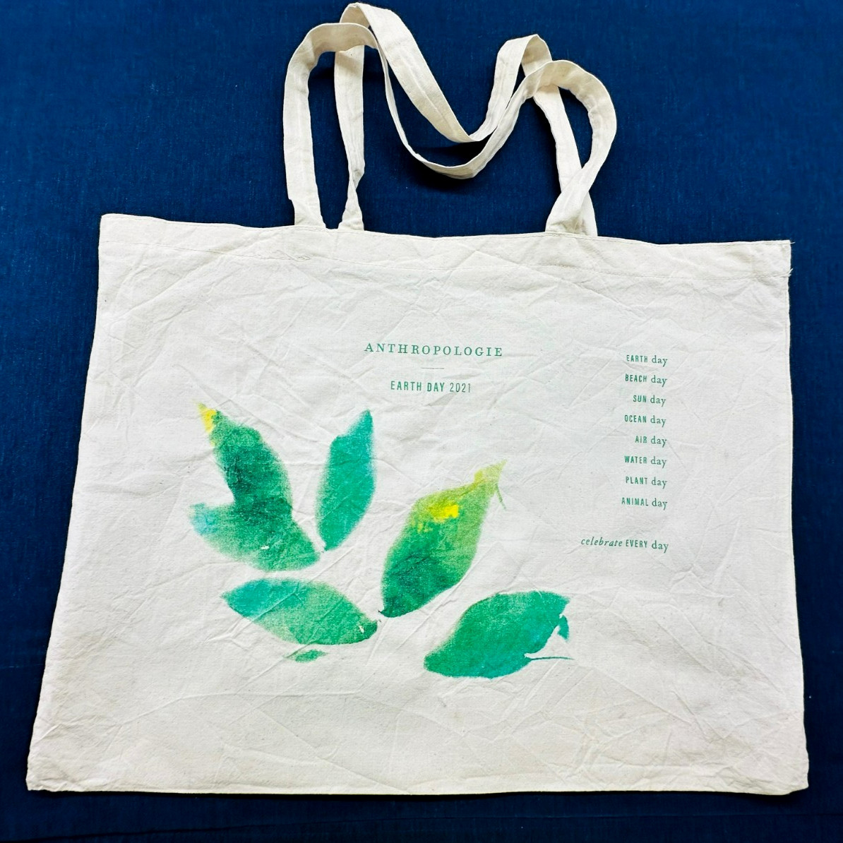 Anthropologie Earth Day 2021 Reusable Canvas Cotton Shopping Tote Bag