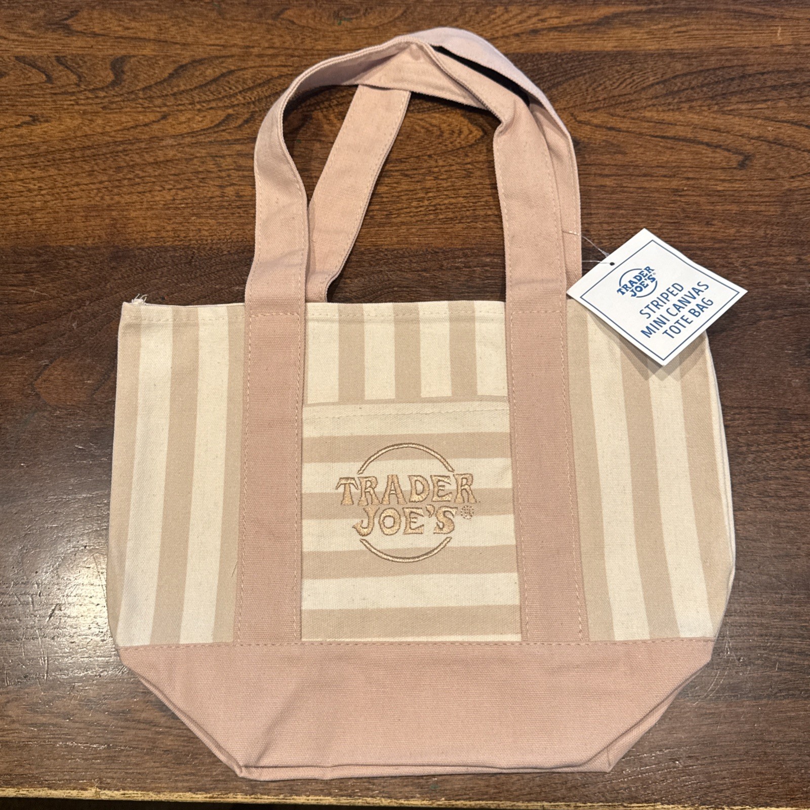 Trader Joe’s Mini Pastel Stripe Canvas Tote Bag – Stripe Pastel Brown 2026