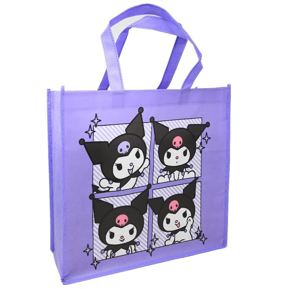 Kuromi Reusable Non-Woven Shopping Tote Bag Large Grocery Shoulder Bag