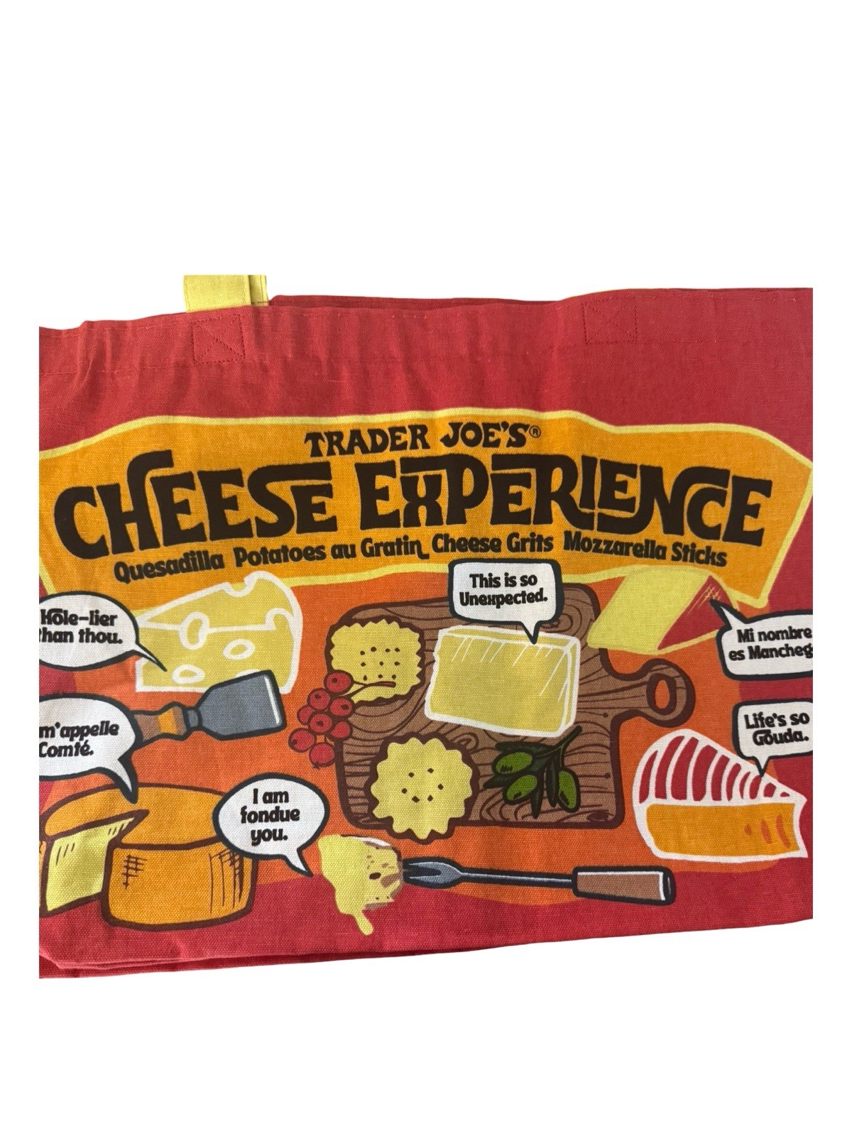 Trader Joe’s NEW🧀 Cheese Adventures reusable canvas shopping bag/tote NWT