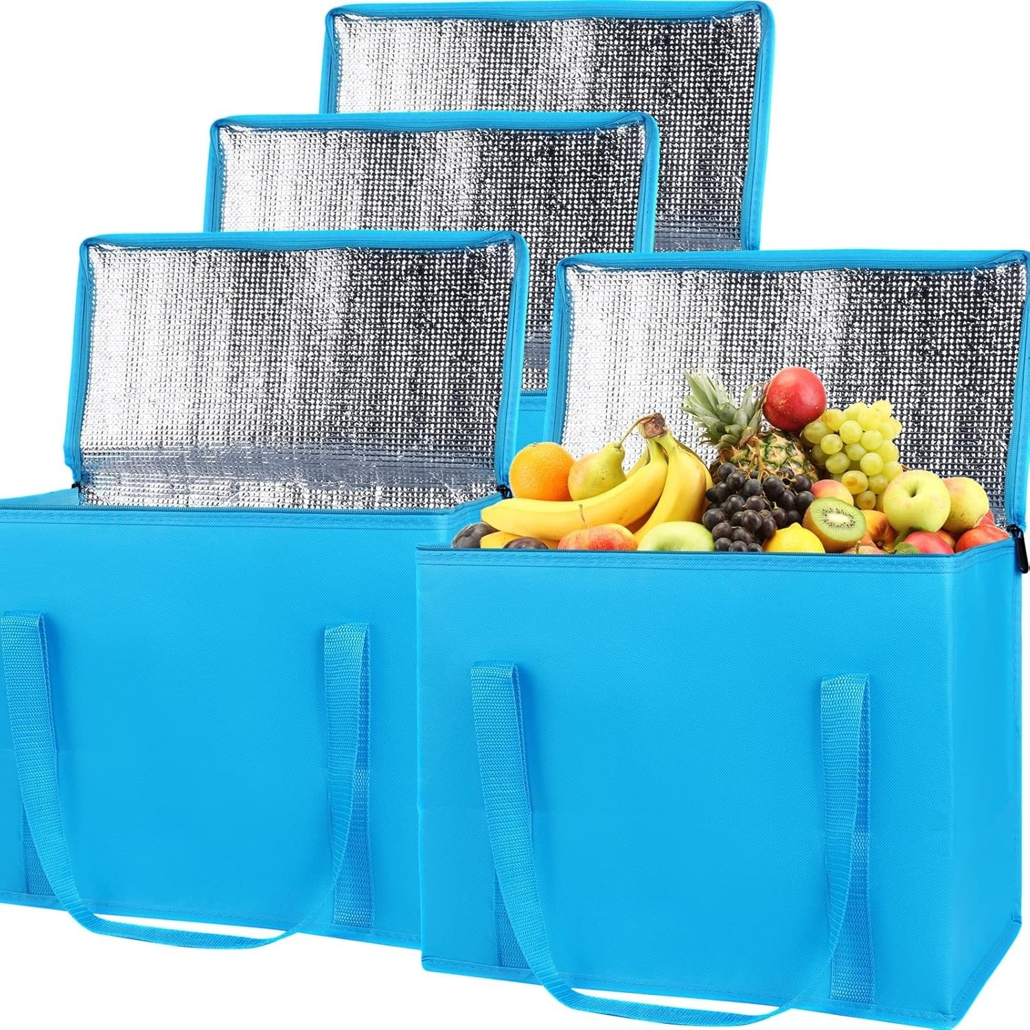 4-Pack Insulated Reusable Grocery Shopping Bag, X-Large Frozen Food Cold, Coo…