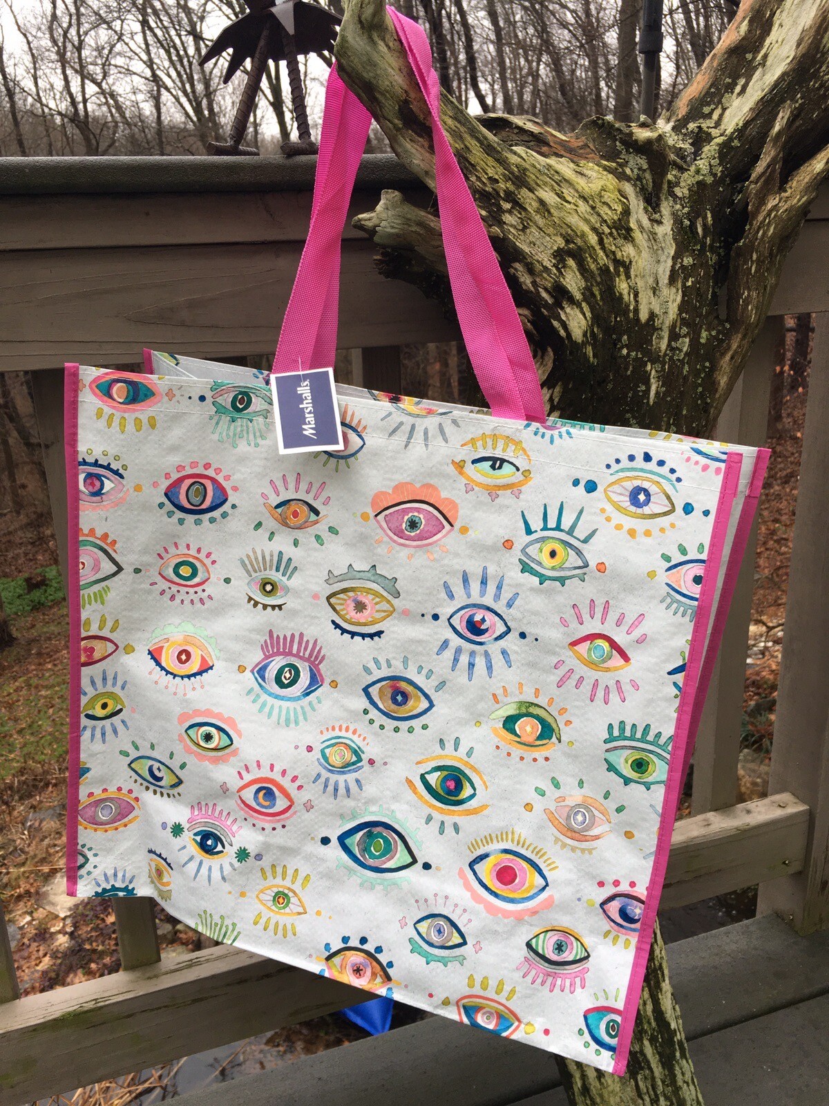 Evil Eye~Colorful Pretty Eyes~Durable Reusable Shopping Bag Tote NWT Marshalls