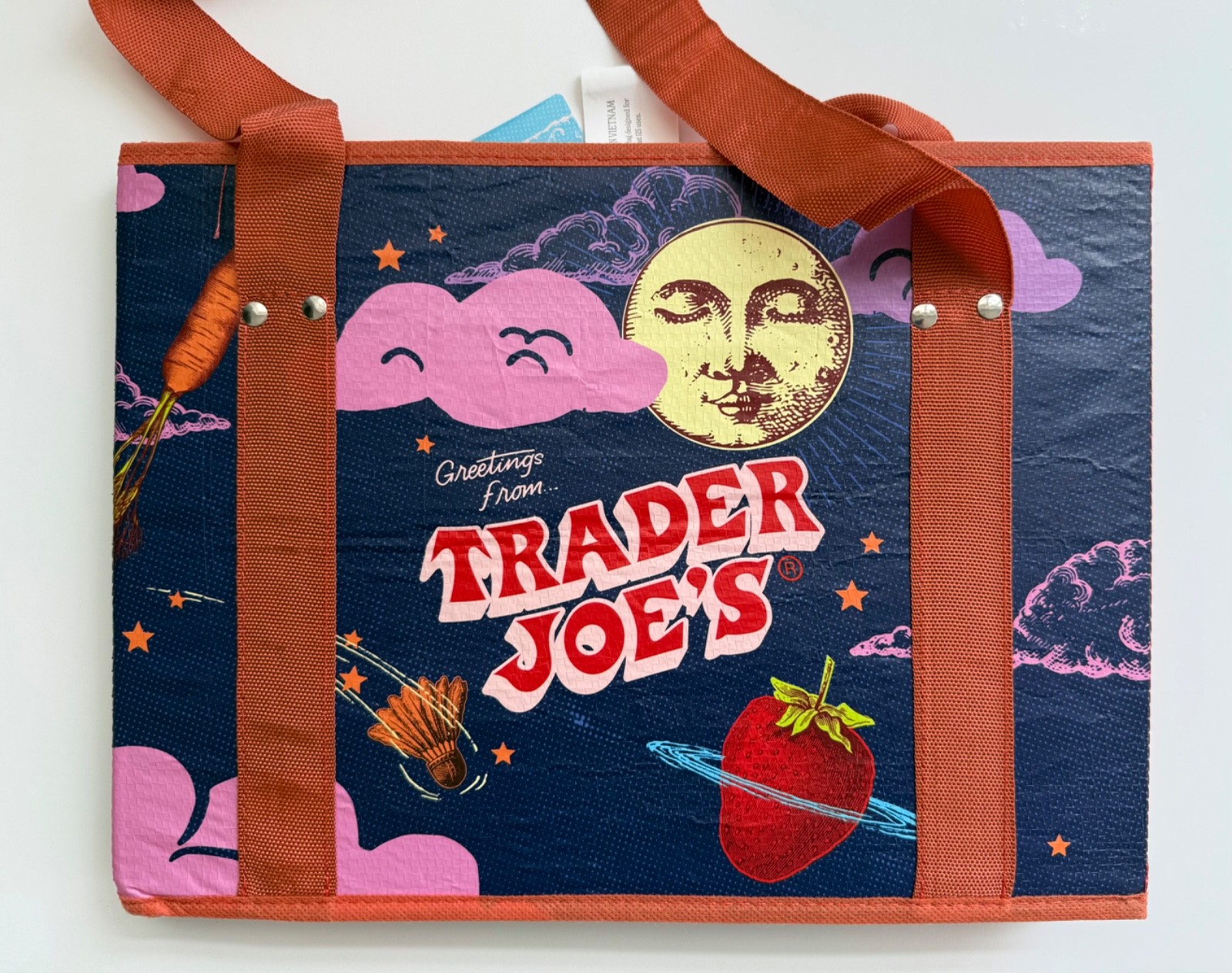 Trader Joe’s Stand Up Collapsible Grocery Reusable Tote Bag Hold Up 6 Gallons