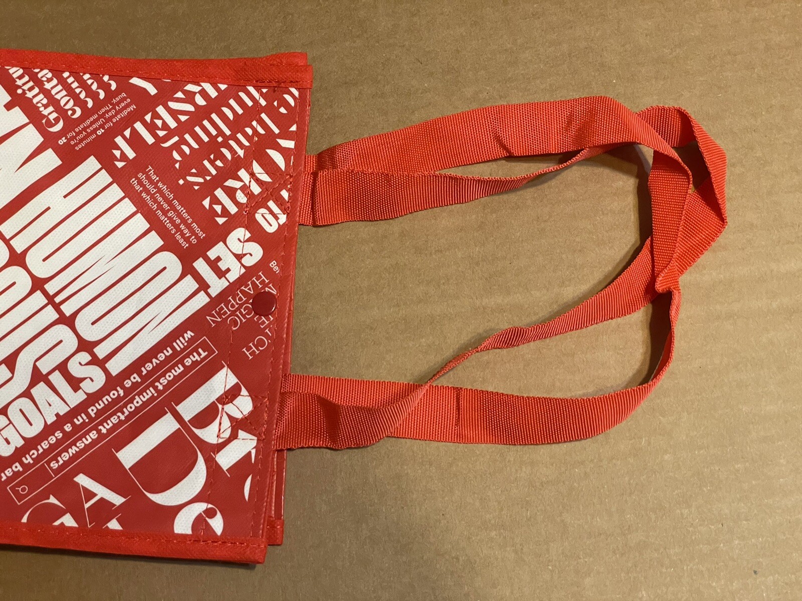 Lululemon Reusable Shopping Tote Bag Small 12″ x 9″ Red/White Manifesto Print