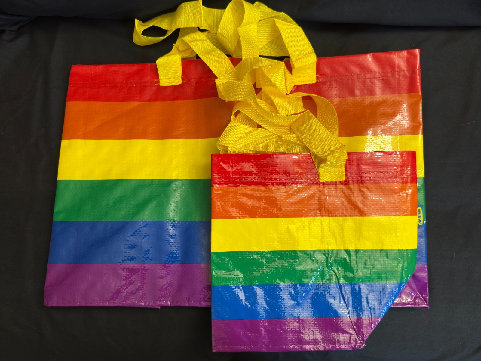 IKEA STORSTOMMA Rainbow Pride Shopping Bags Set of 2 Large Small Reusable LGBT