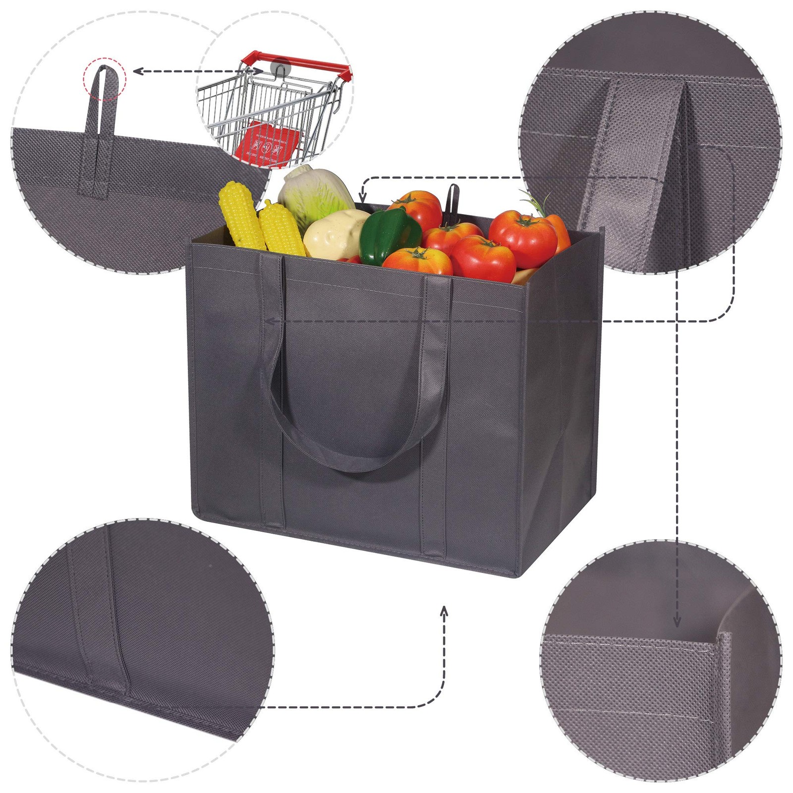 DIOMMELL 10 Pack Reusable Grocery Bags Extra Large Super Strong Heavy Duty Sh…
