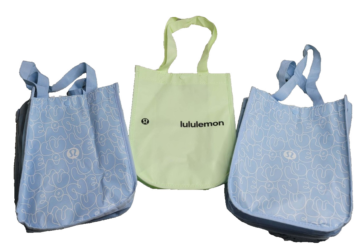 Lululemon Small Reusable Bags Set of 3 Blue Green Blue