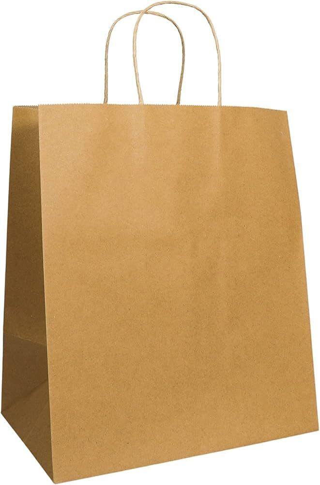 SafePro 10712, 10x7x12-Inch Kraft Paper Shopping Bag with Handles,250-Piece Case
