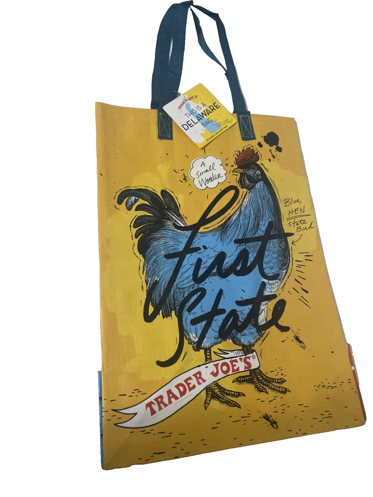 Trader Joe’s Delaware Tote Bag Eco Reusable Shopper Blue Hen, Diamond NWT