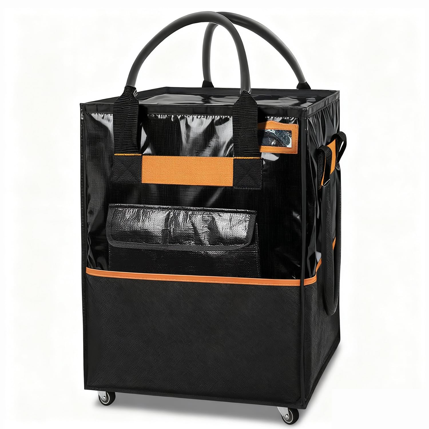 Reusable Grocery Bag on Wheels, 75L Large-Capacity Zippered Roller Tote, Carr…