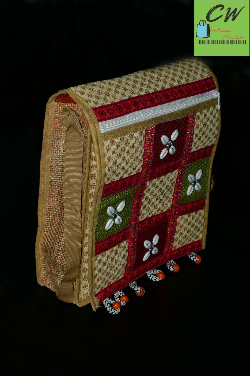 JUTE REUSABLE SIDE BAG TRADITIONAL SRI LANKAN ECO FRIENDLY HANDMADE 100%