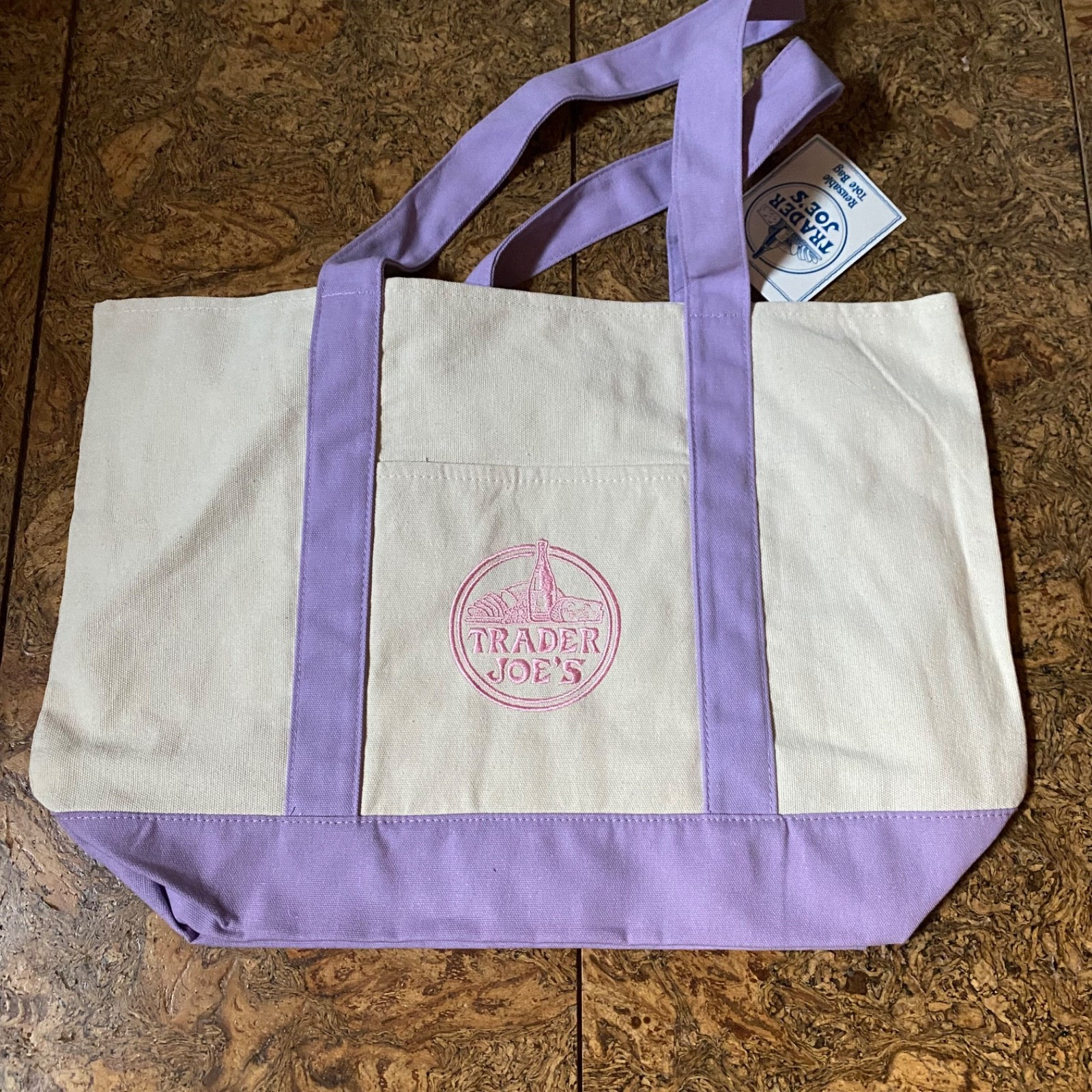 Trader Joe’s Canvas Large Purple Shopping Bag Limited Tote Lavender New W/Tags