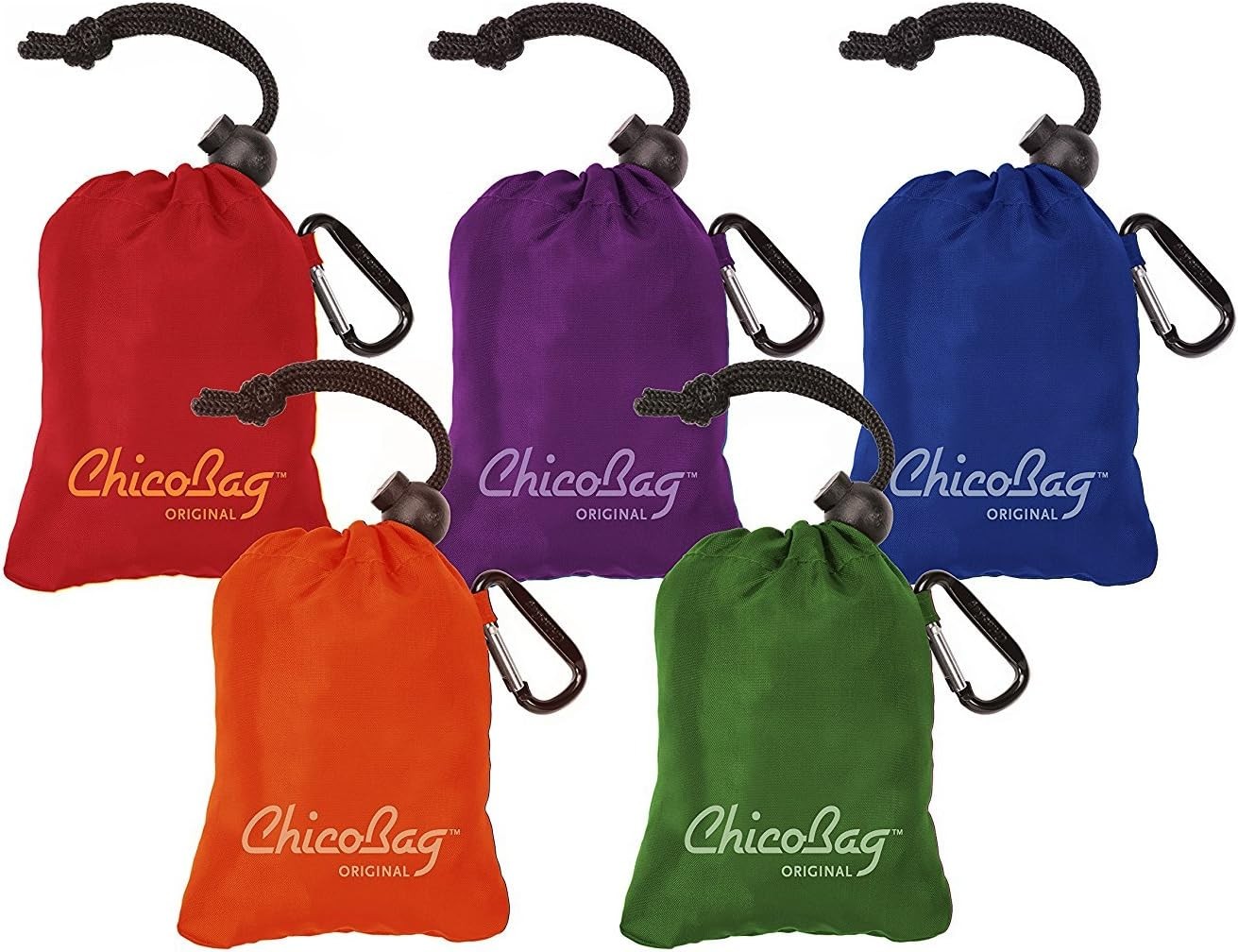 ChicoBag – Original Reusable Shopping Tote-Grocery Bag – Bundle of 5 Bags – Red