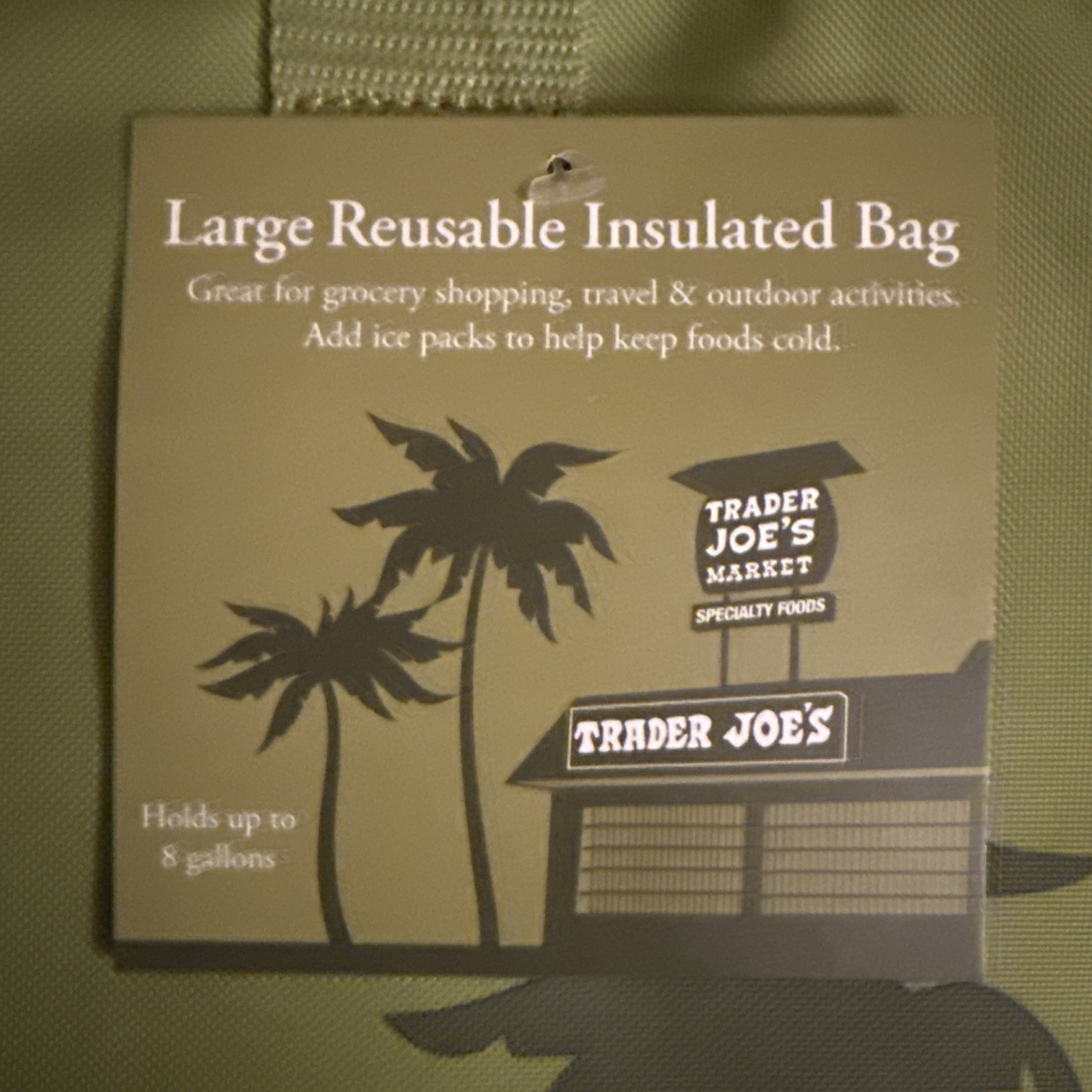 Trader Joe’s – Large Insulated Tote Bag – Avocado Green – 19″ x 13″ x 6″ – 8 Gal
