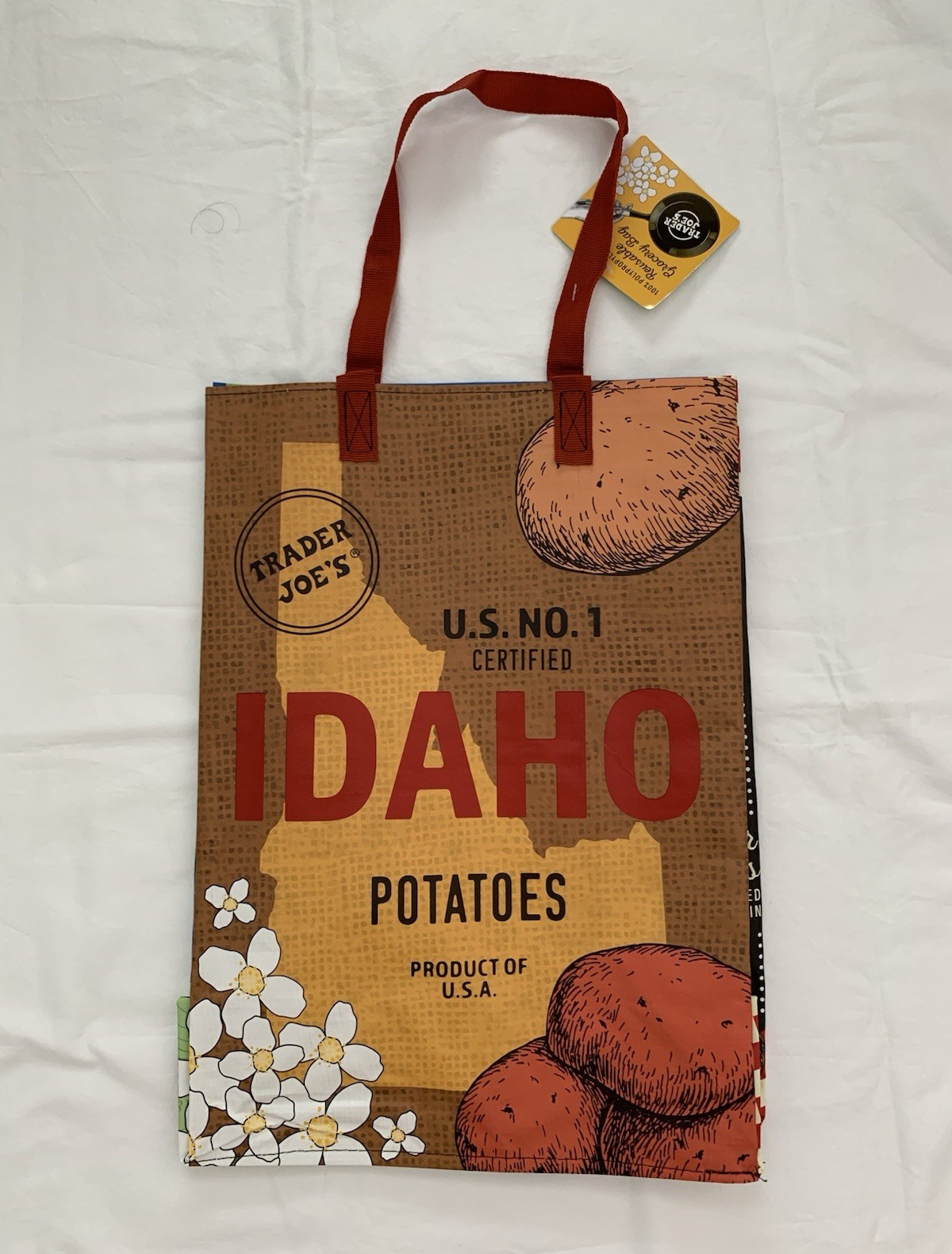 Trader Joe’s Idaho Reusable Shopping Tote Bag Large Multicolor Plastic 18x14x6