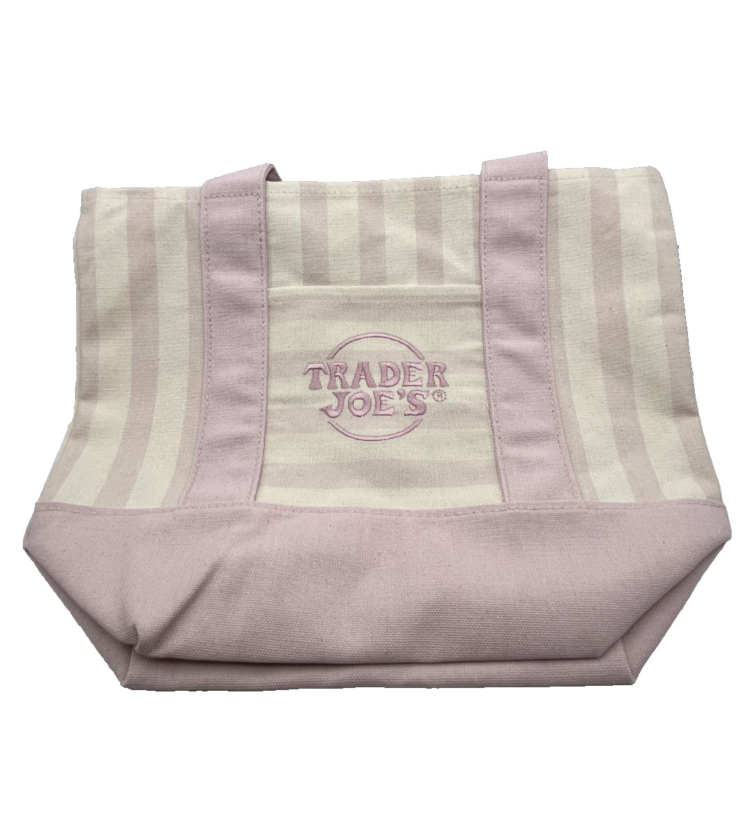 Trader Joe’s Striped Mini Canvas Tote Bag Pastel Pale Pink Ltd Ed.