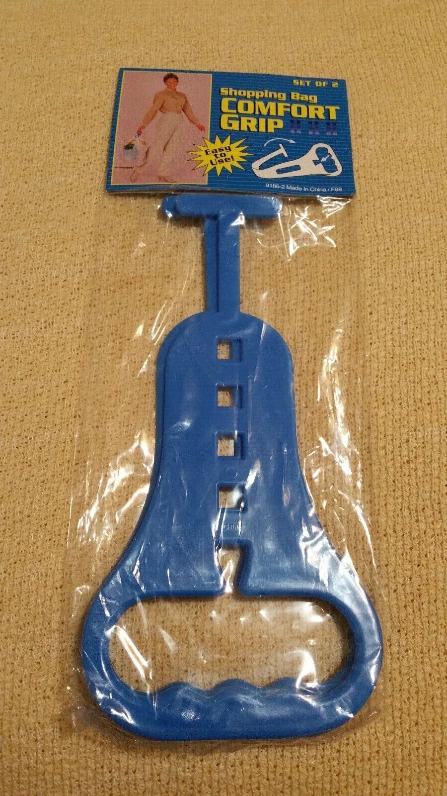 SHOPPING BAG COMFORT GRIP – SET OF 2 IN BLUE NEW, SEALED IN FACTORY WRAP
