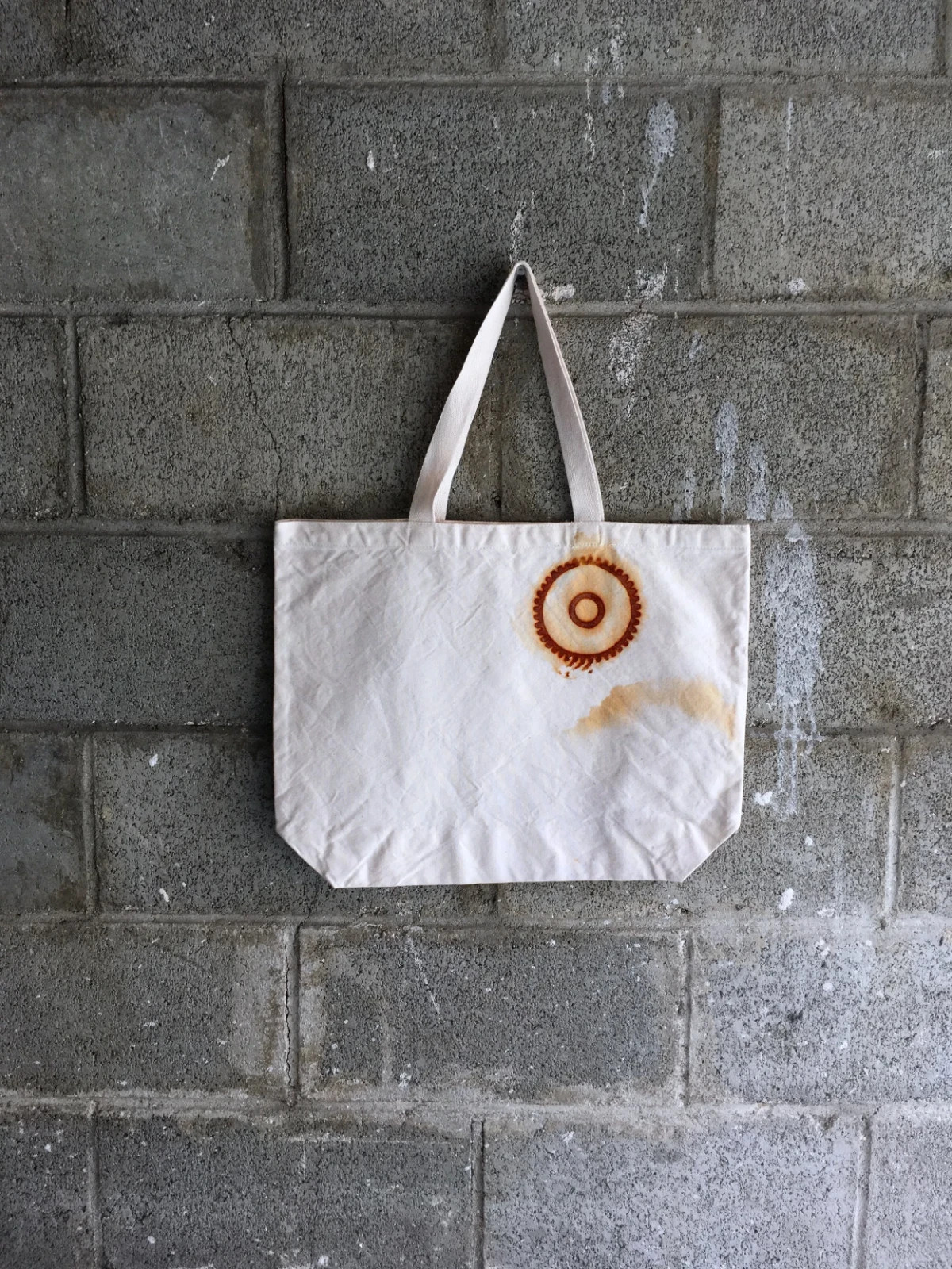 Organic Cotton Farmers Market Tote Bag Rusty Gears Handmade XL 18×14.5 Rust Dyed