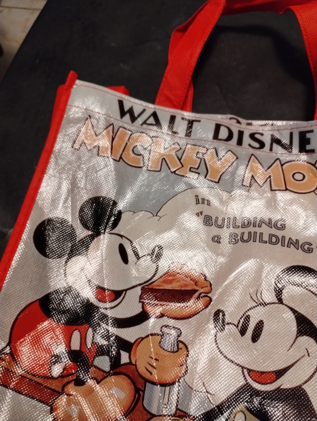 Walt Disney’s Mickey Mouse “Building a Building” Reusable Tote Bags, 13x13x6-in.
