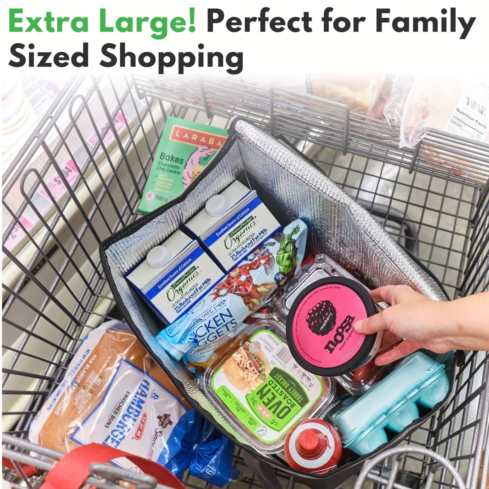 Reusable Insulated Grocery Bags (2-Pack) – Sturdy, Machine Washable Cooler Bags