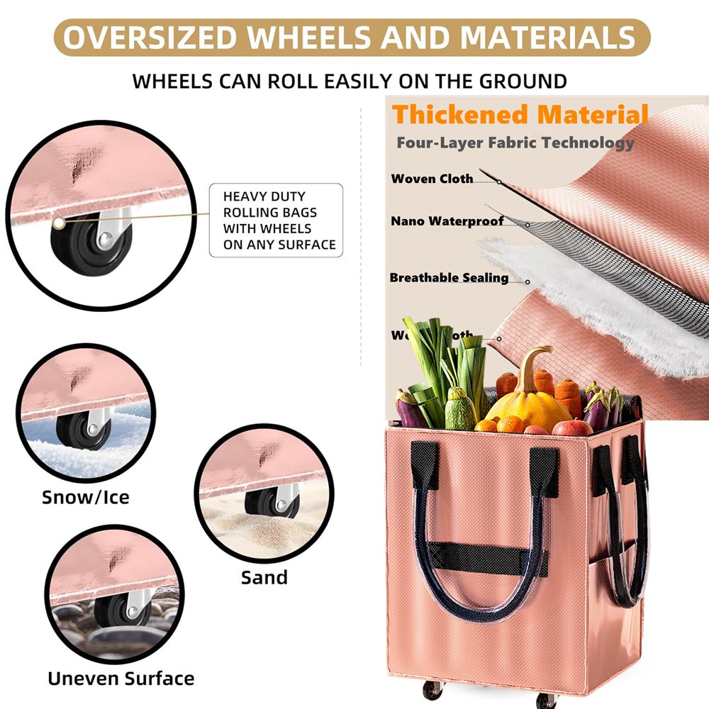 Foldable Rolling Shopping Bag Camping Storage Tote Same For HuIken 3 Color