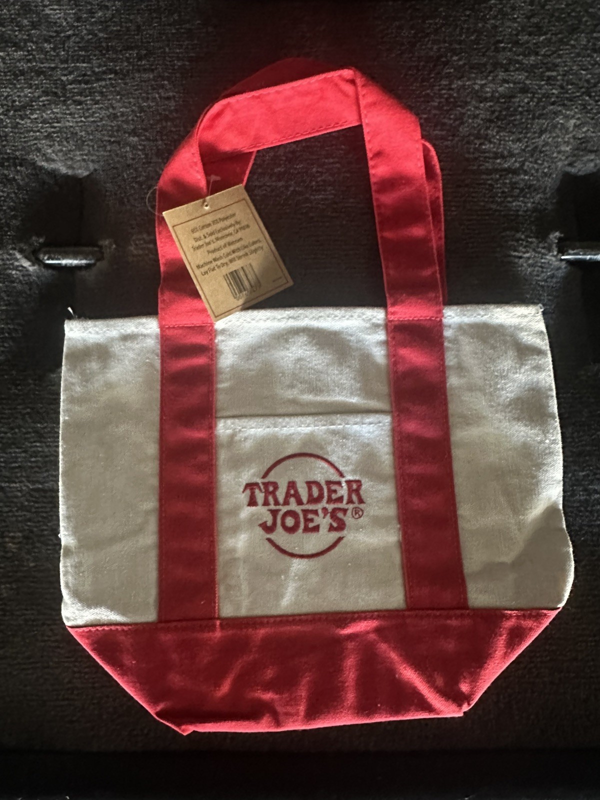red new trader joes bag