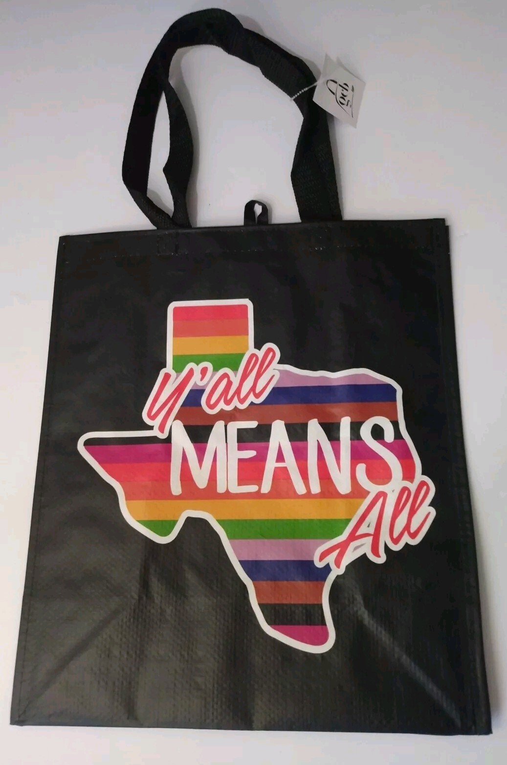 LGBTQ Y’ALL MEANS ALL Reusable Tote Shopping Bags 14 x 15.5 Pride Texas