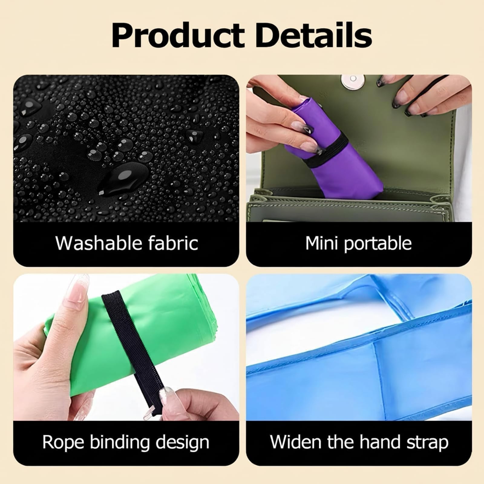 Washable Reusable Grocery Bags Foldable Shopping Pocket Size Polyester Tote