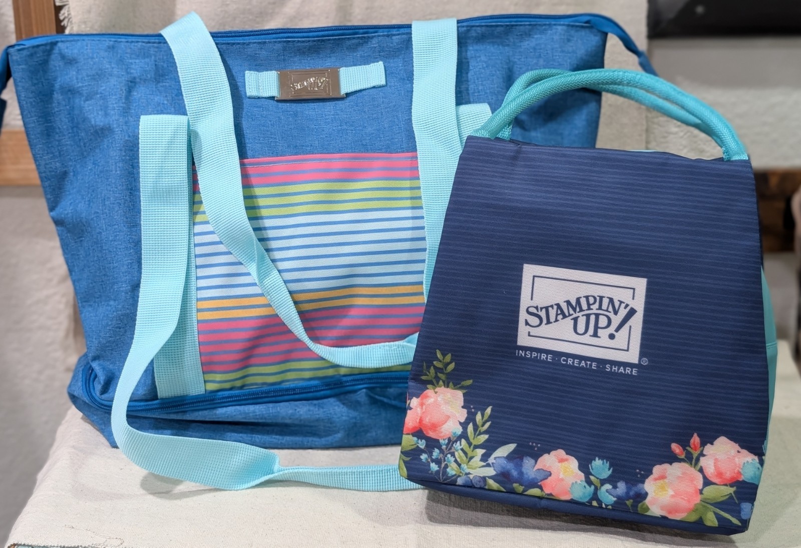 NWOT Stampin’ Up tote bag and cooler lunch bag set summer travel beach vacation