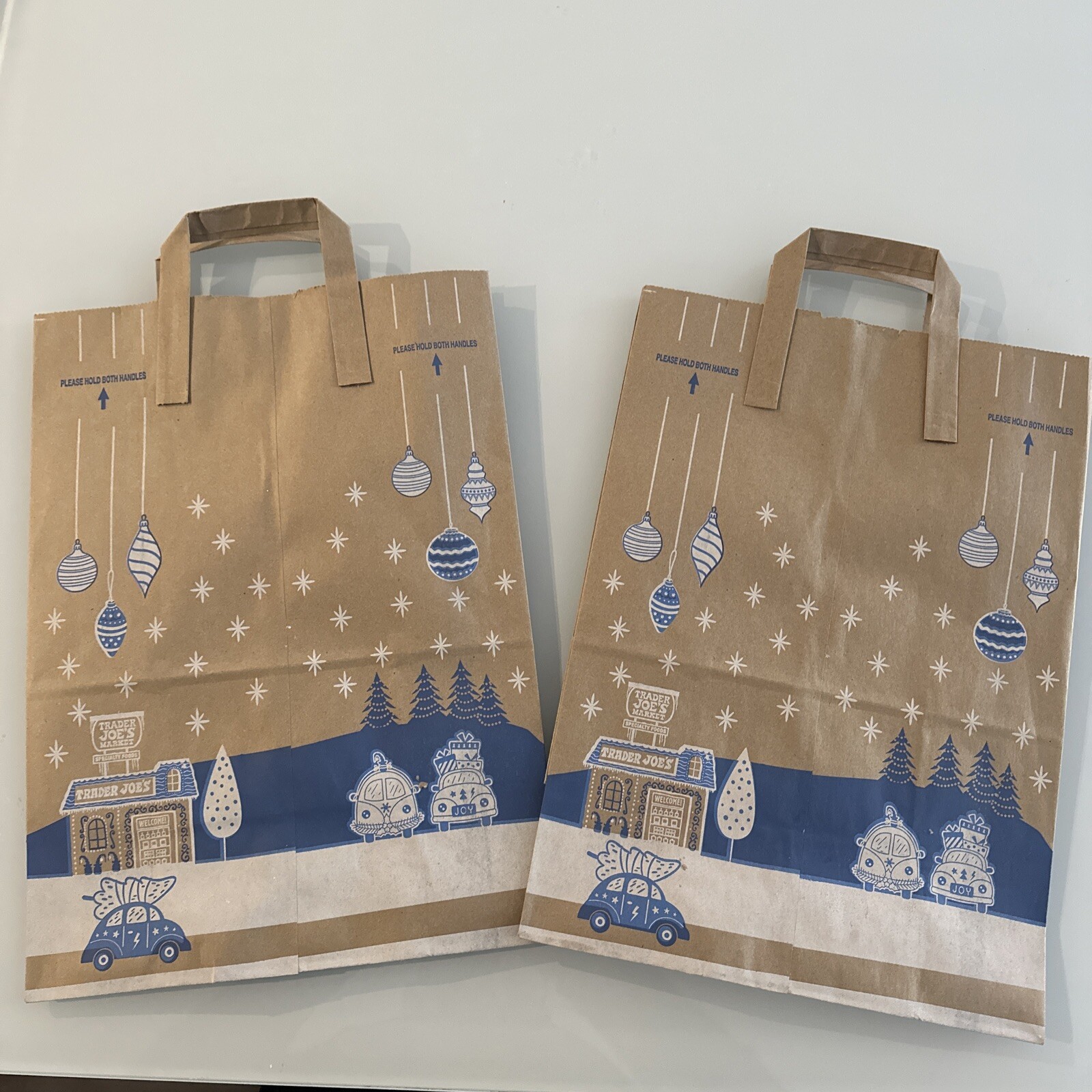 Trader Joe’s Bag Holiday 2024 Set of 2 Paper Grocery Shopping Winter Edition