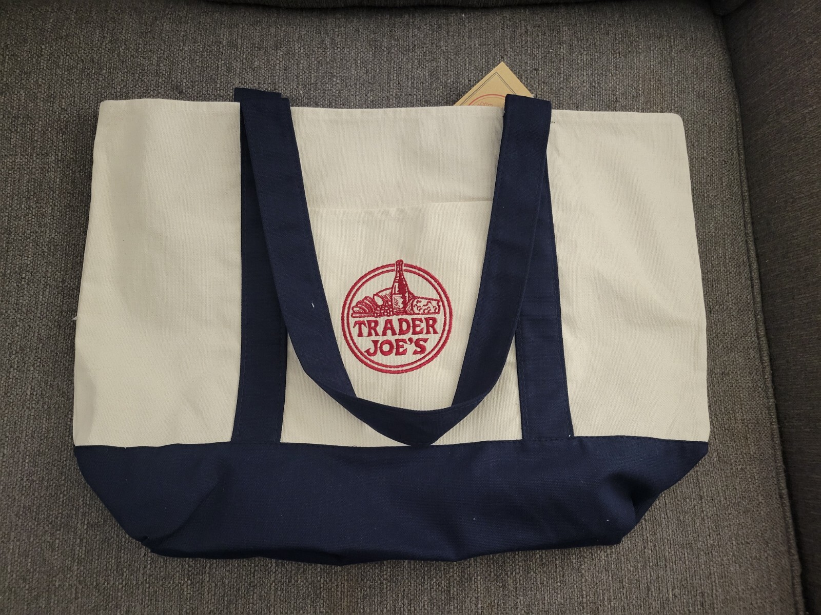 NEW Trader Joe’s Reusable Canvas Eco Heavy Duty Off White Tote Bag T2310 KARYON
