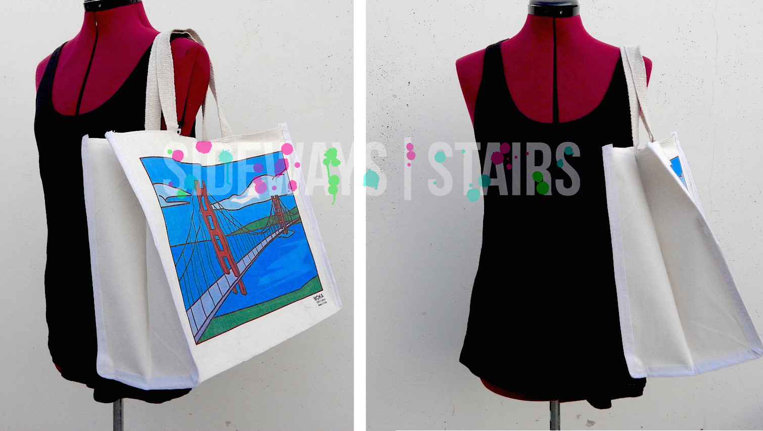 GOLDEN GATE BRIDGE CANVAS TOTE 17.5″ San Francisco reusable shopping bag cute