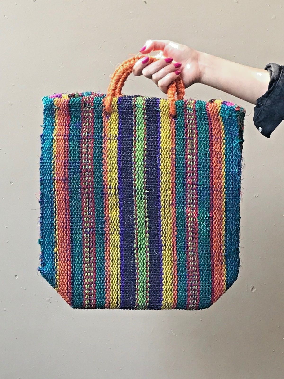 New Mexican hand made Ixtle medium bag multi-colors